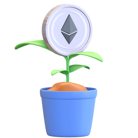 Ethereum Investment Plant  3D Illustration