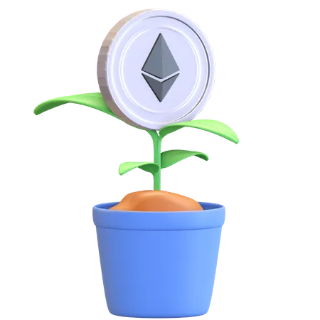 Ethereum Investment Plant  3D Illustration