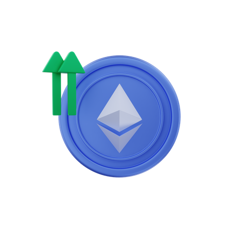 Ethereum Kryptomünze Trend Aufwärtspfeil  3D Illustration