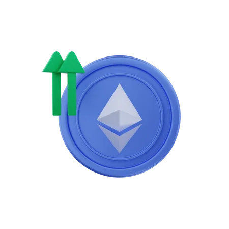 Ethereum Kryptomünze Trend Aufwärtspfeil  3D Illustration