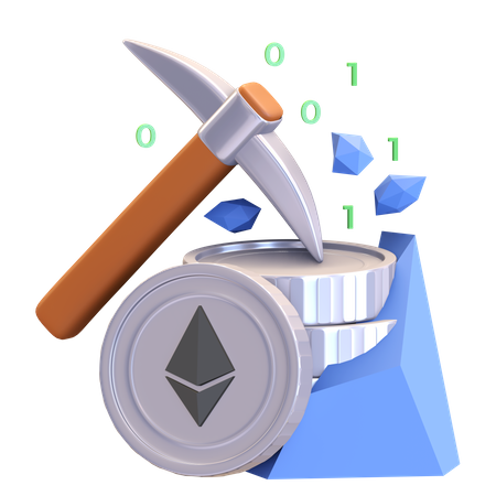 Ethereum Mining  3D Illustration