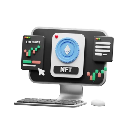Ethereum NFT-Handel  3D Illustration