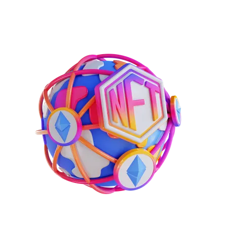 3 D Illustration Global NFT And Ethereum Coin 3D Icon