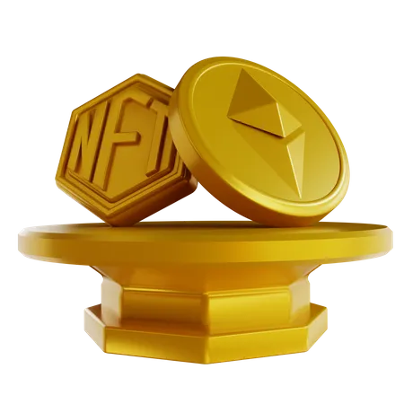 3 D Illustrations Golden NFT And Ethereum Coins 3D Icon