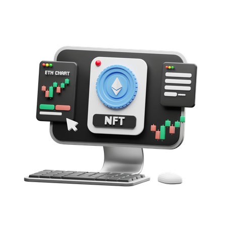 Ethereum NFT Trading  3D Illustration