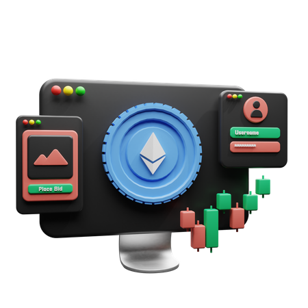 Ethereum NFT Website  3D Illustration