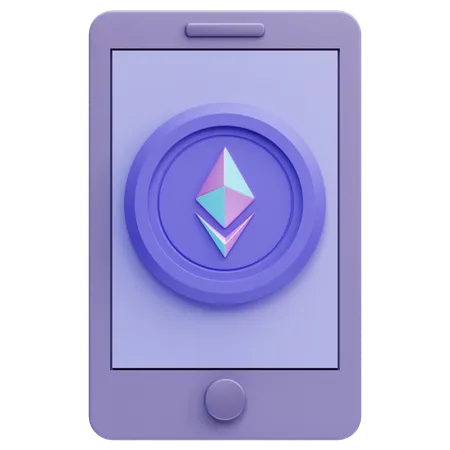 Ethereum on Smartphone  3D Icon