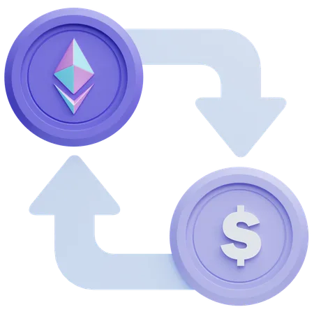 Troca de ethereum por dólar  3D Icon