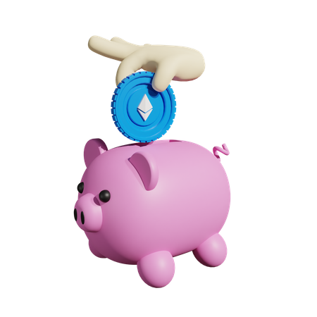 Ethereum Piggy Bank 3D Illustration