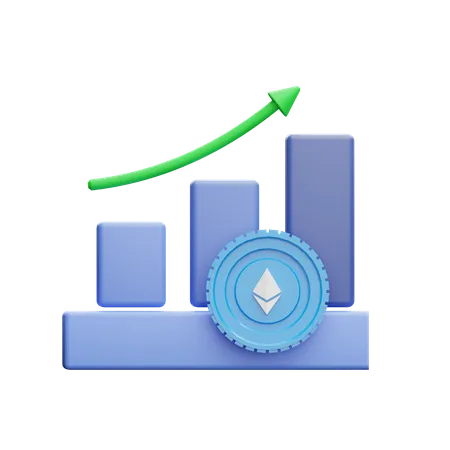 Ethereum Positive Chart  3D Illustration