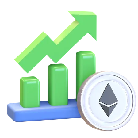 Ethereum Chart Bullish Icon Up High Price Cryptocurrency Symbol 3 D Render Illustration 3D Illustration