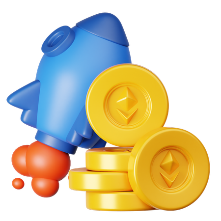 Ethereum Rocket  3D Icon