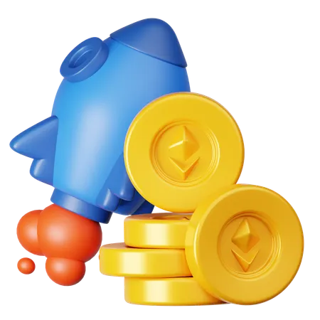 Ethereum Rocket  3D Icon