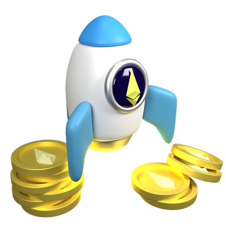 Ethereum Rocket  3D Icon