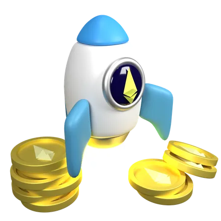 Ethereum Rocket  3D Icon