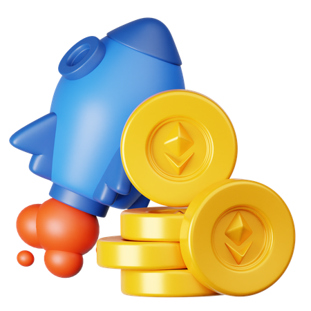 Ethereum Rocket  3D Icon
