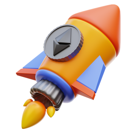 Ethereum Rocket 3D Illustration