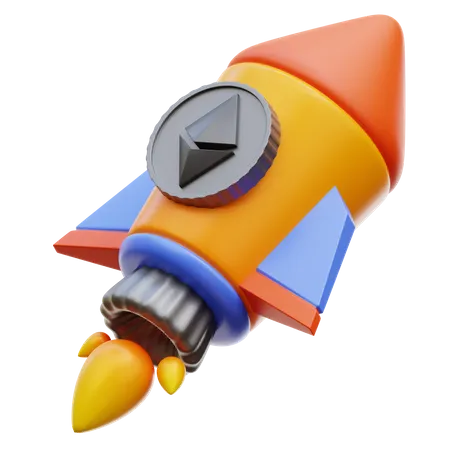 Ethereum Rocket  3D Illustration