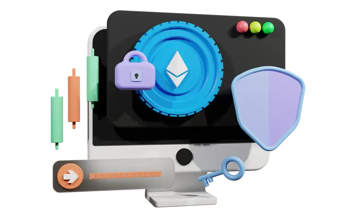 Sécurité Ethereum  3D Illustration