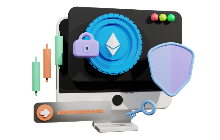 Segurança ethereum  3D Illustration