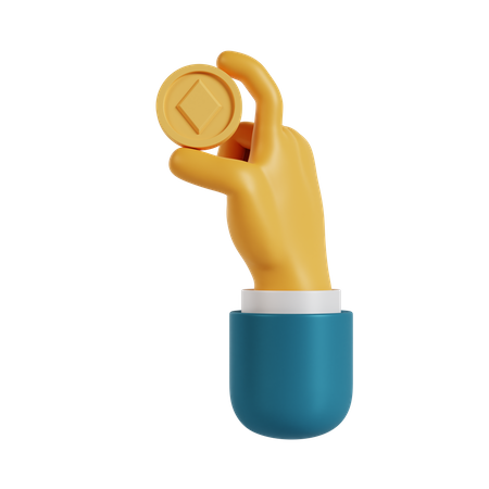 Ethereum segurando o gesto com a mão  3D Illustration