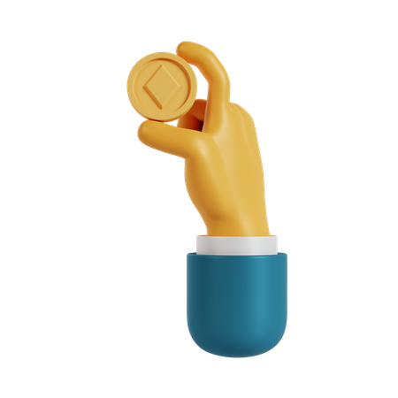 Ethereum segurando o gesto com a mão  3D Icon