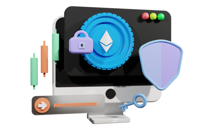 Ethereum-Sicherheit  3D Illustration