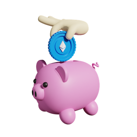 Sparschwein aus Ethereum  3D Illustration