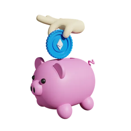 Sparschwein aus Ethereum  3D Illustration