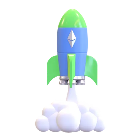 Ethereum Sky Rocketing Price Icon Cryptocurrency Symbol 3 D Render Illustration 3D Illustration
