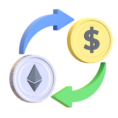 Ethereum To Dollar  3D Illustration