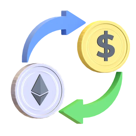 Ethereum To Dollar Swap Icon Cryptocurrency Conversion Symbol 3 D Render Illustration 3D Illustration