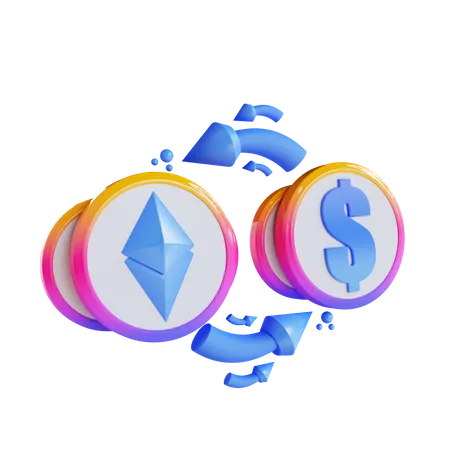 Ethereum To Dollar Swap  3D Icon