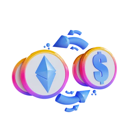 3 D Illustration Ethereum Exchange With Dollars 3D Icon