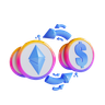 ethereum to dollar 3d logos