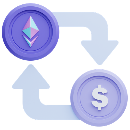 Umtausch von Ethereum in Dollar  3D Icon