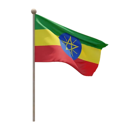 Ethiopia Flag Pole  3D Flag