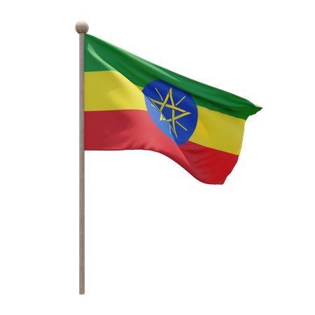Ethiopia Flag Pole 3D Illustration