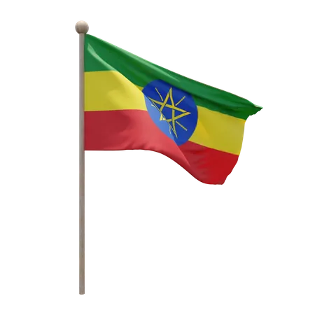 Ethiopia Flag Pole 3D Illustration