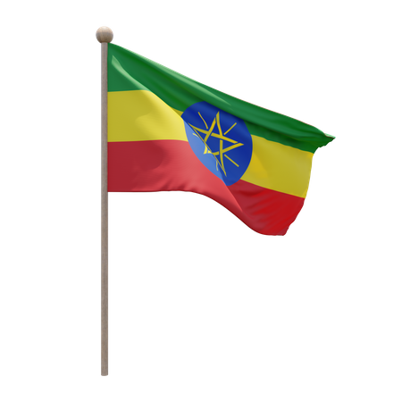 Ethiopia Flagpole  3D Flag