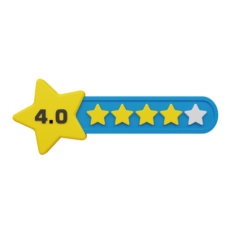 Etiqueta de calificación de cuatro estrellas  3D Icon