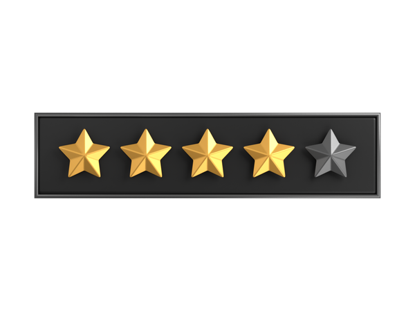 Etiqueta de calificación de cuatro estrellas  3D Icon