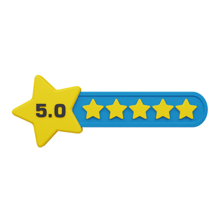 Rótulo de classificação de cinco estrelas  3D Icon