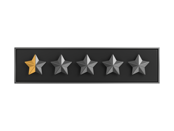 Rótulo de classificação de cinco estrelas com zero ponto  3D Icon