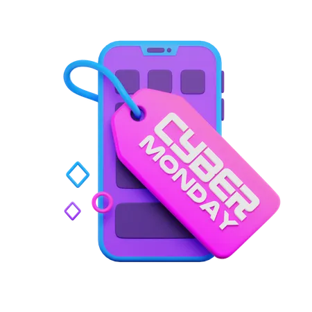 Etiqueta de Cyber Monday en el teléfono  3D Icon