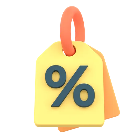 Etiqueta De Precio Representada En 3 D Con Un Simbolo De Porcentaje Para Descuento Y Promocion 3D Icon