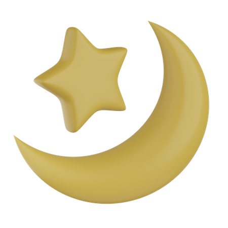 Étoile et croissant de lune  3D Icon