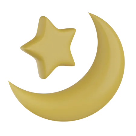 Étoile et croissant de lune  3D Icon