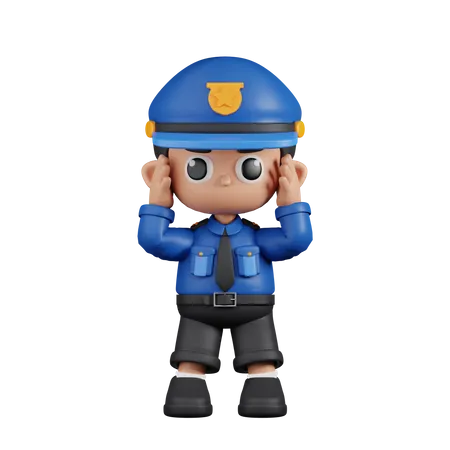 Policier étourdi  3D Illustration