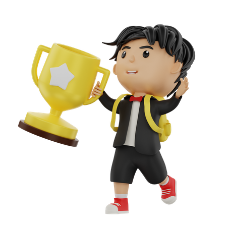 L'étudiant apporte un trophée  3D Illustration